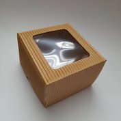 Dárková krabička u vlnité  lepenky 100x100x65 mm - průhledné víko