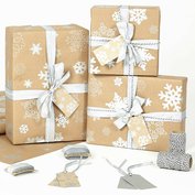 Vánoční balící papír - Sněhové vločky - stříbrné - přírodní papír