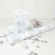 Vánoční balící papír - Stříbrné sněhové vločky - CZ